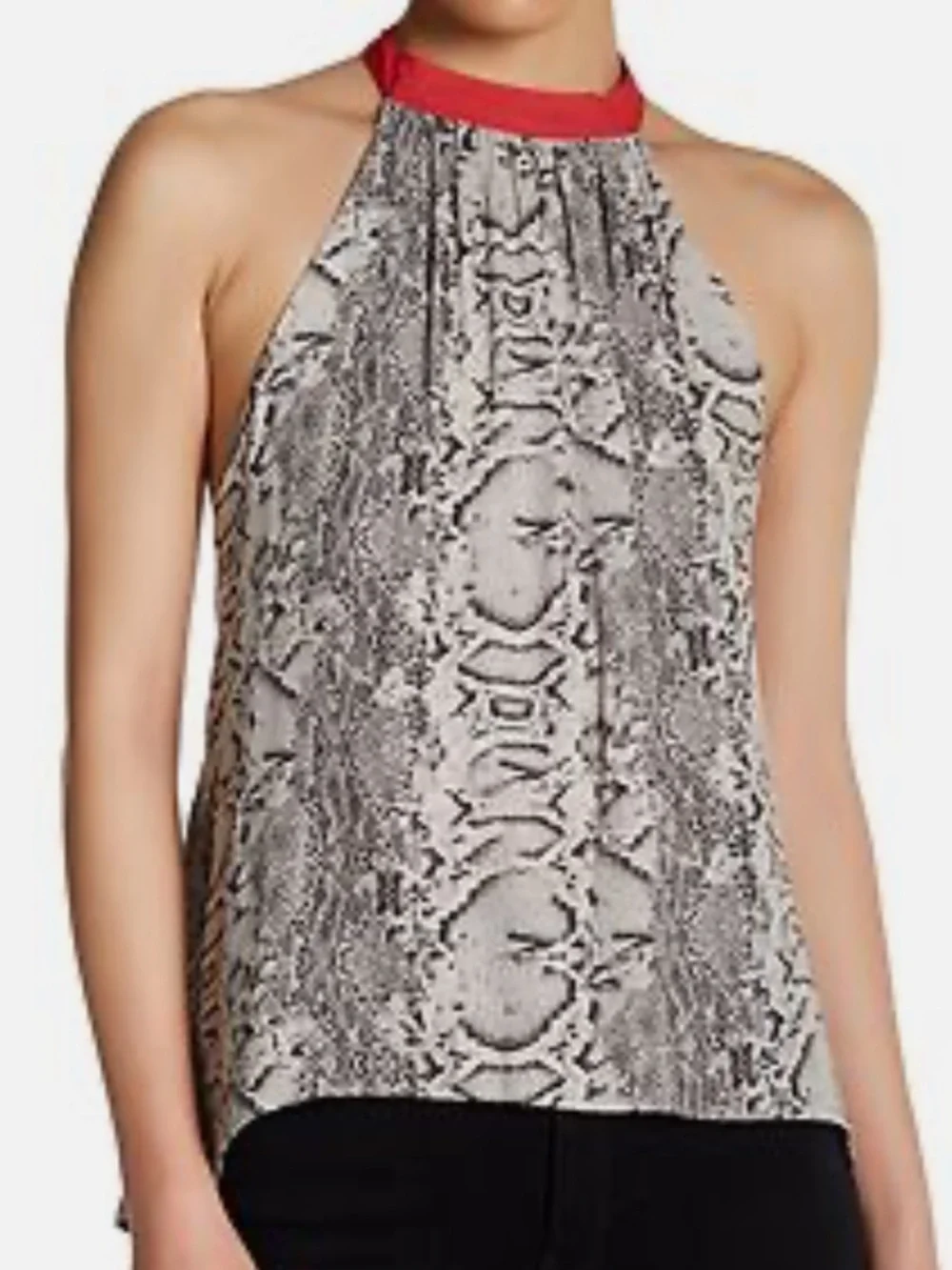 Free People Through the Night Snake Print Halter Tank with Red Neckline
